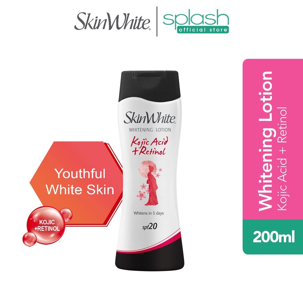 SkinWhite Whitening Lotion Kojic Acid Retinol SPF20 for YouthfulSkin