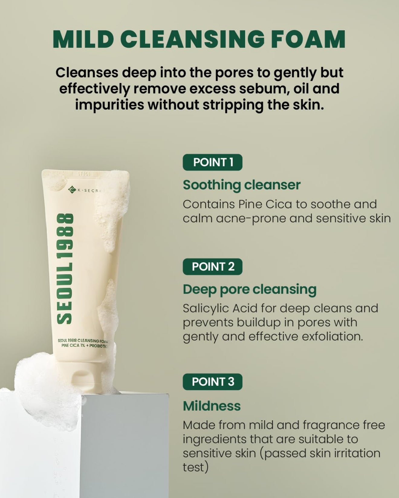 K-SECRET Seoul 1988 Cleansing Foam Fine Cica 1% + Probiotics (150ml)