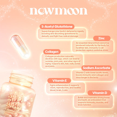 New Moon Soft Glow S-Acetyl Glutathione + Vitamin C + Zinc (60caps)