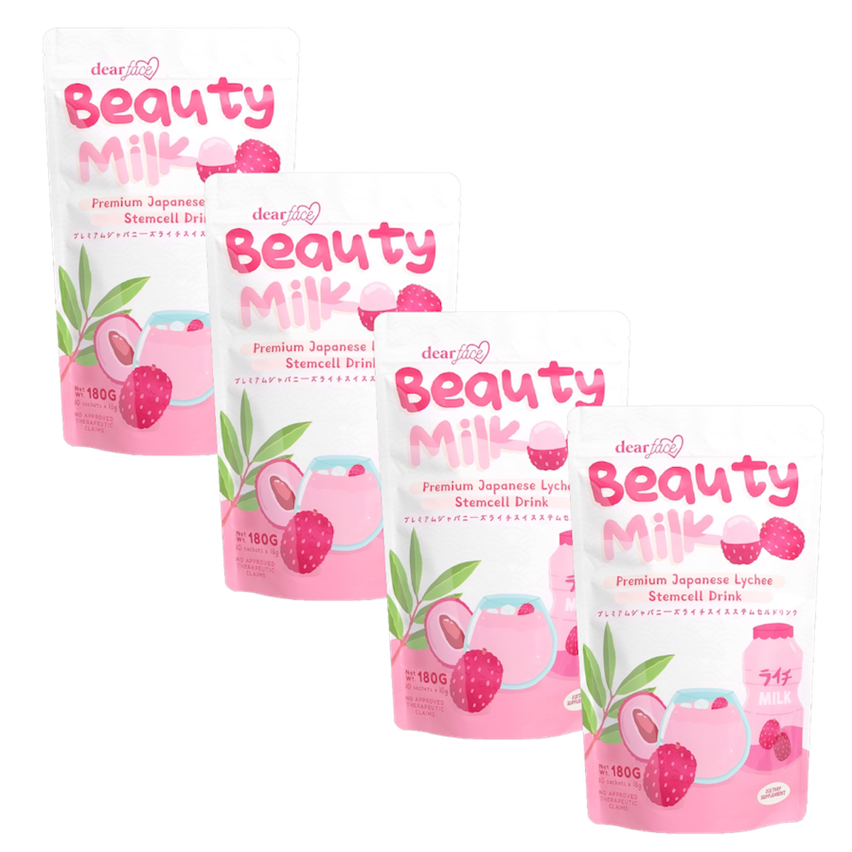 Dear Face Beauty Milk Lychee Swiss Stemcell Drink (Bundle of 4)