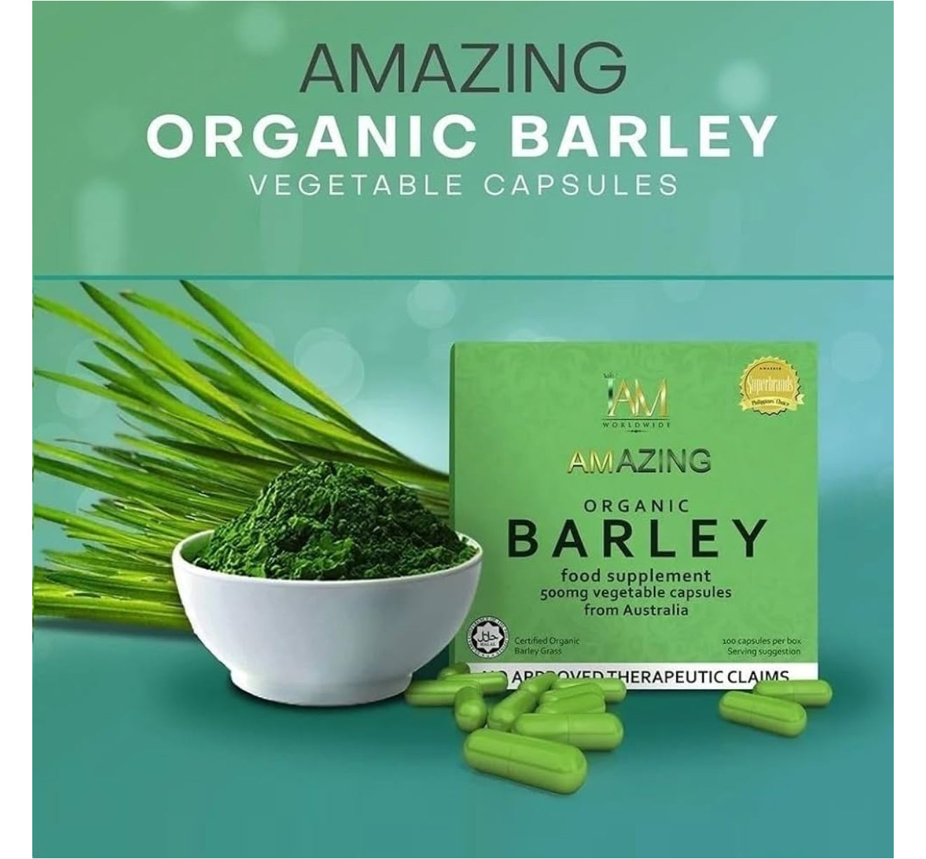 I AM Worldwide - Organic Barley Food Supplement (500mg/100capsules)