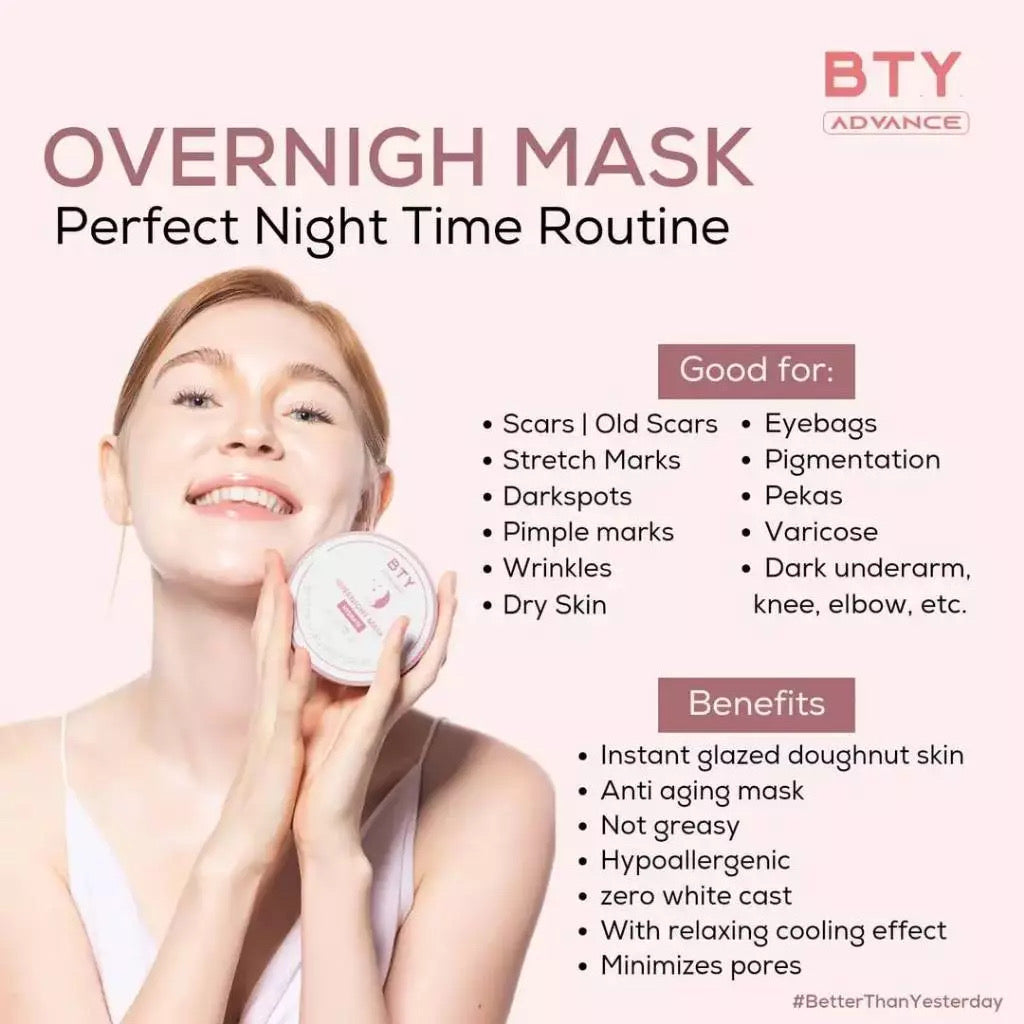 BTY Advance Evening Glow Trio Set (Overnight Mask+Instaglow+Bright&Light Cleanser)