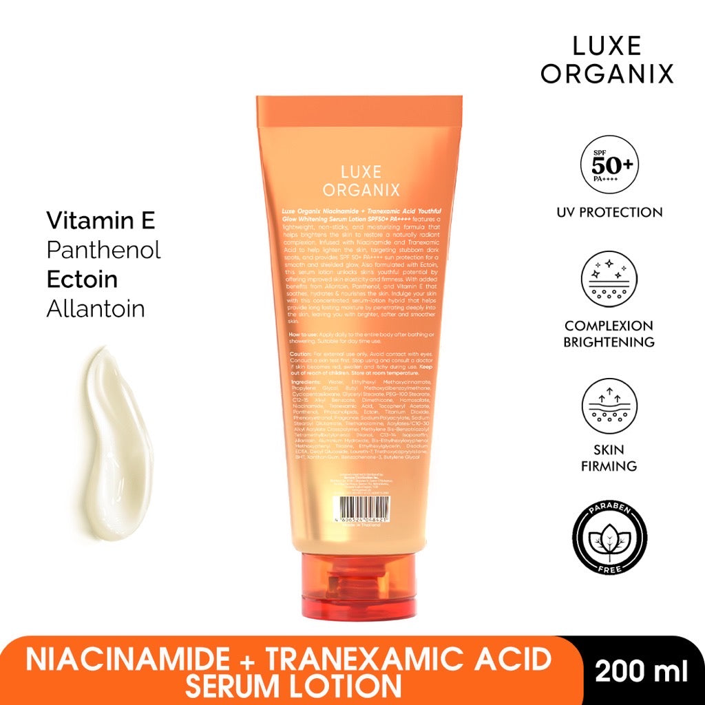 Luxe Organix Niacinamide + Tranexamic Acid Whitening Serum Lotion SPF 50 PA++++ (200ml)