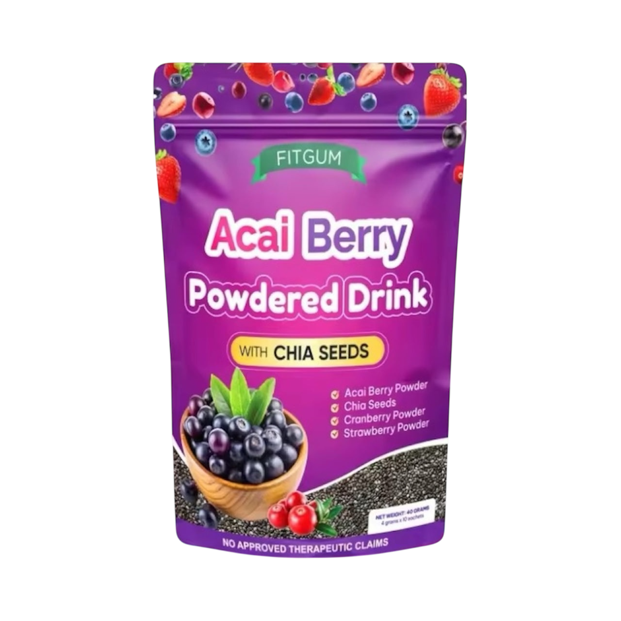 FITGUM Acai Berry Powdered Drink (10Sachets)