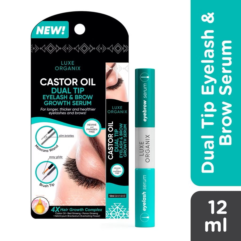 Luxe Organix Castor Oil Dual Tip Eyelash & Brow Growth Serum (12ml)