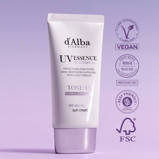 d Alba UV Essence Waterfull Tone-Up Purple Correcting Sun Cream SPF50+