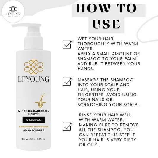 LF Young Minoxidil Castor Oil & Biotin Shampoo (250ml)