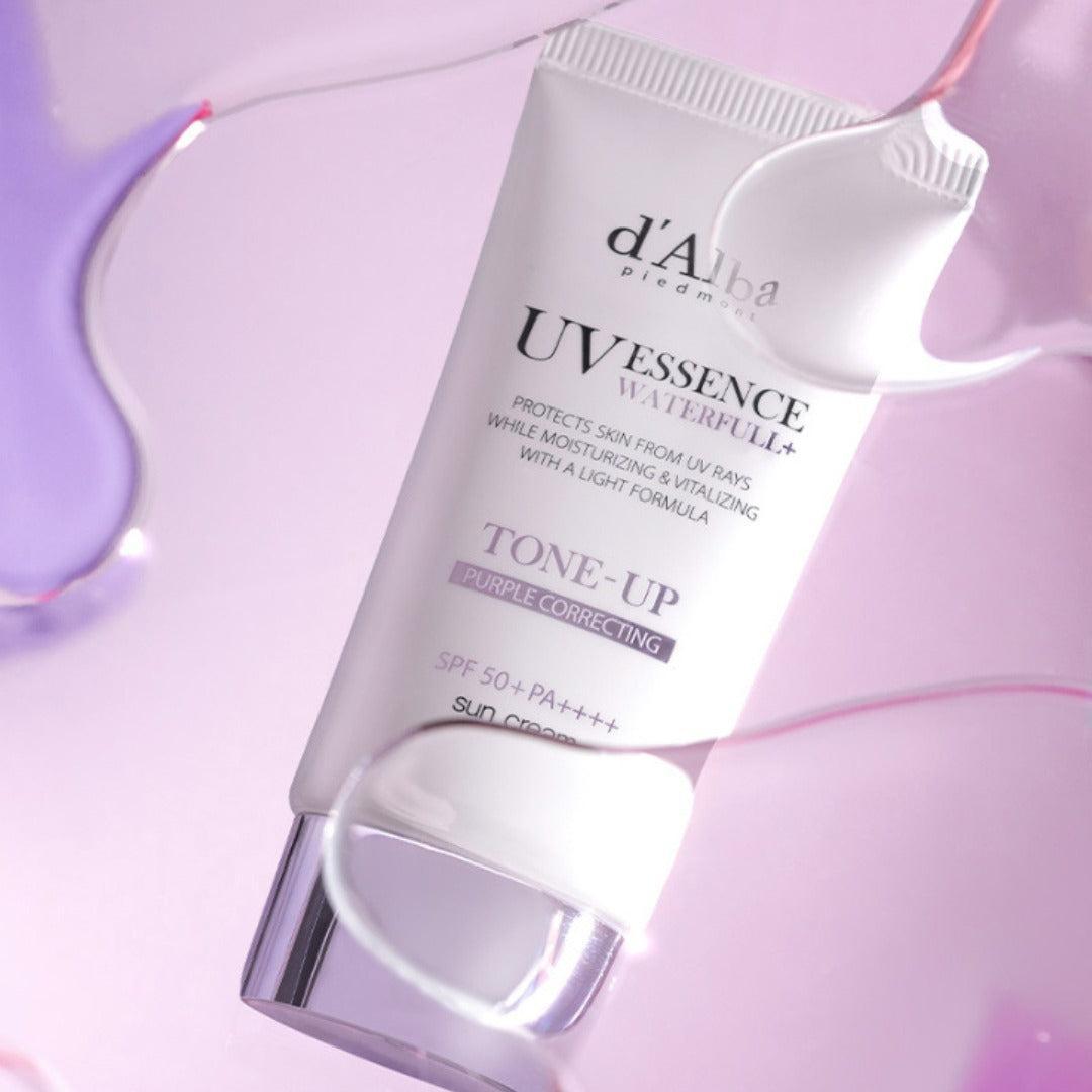 d Alba UV Essence Waterfull Tone-Up Purple Correcting Sun Cream SPF50+