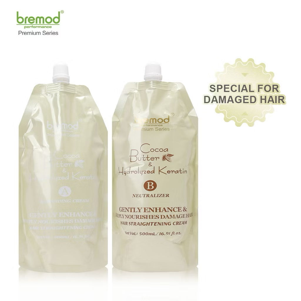 Bremod Premium Series Hair Straightening Rebonding Set (Best for Damaged Hair 500mlx2)