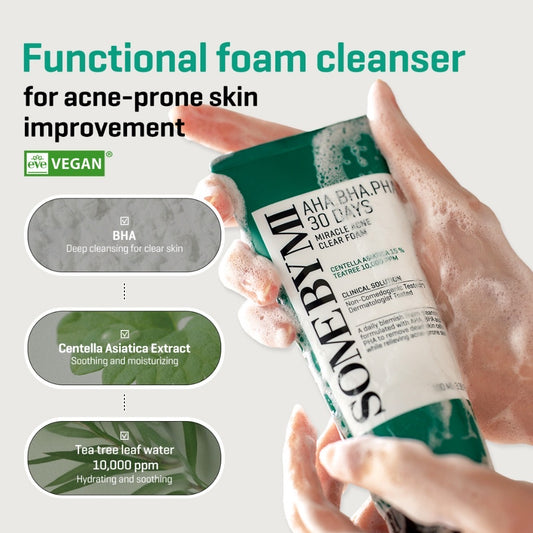 Some By Mi AHA BHA PHA 30Days Miracle Acne Clear Foam (100ml)