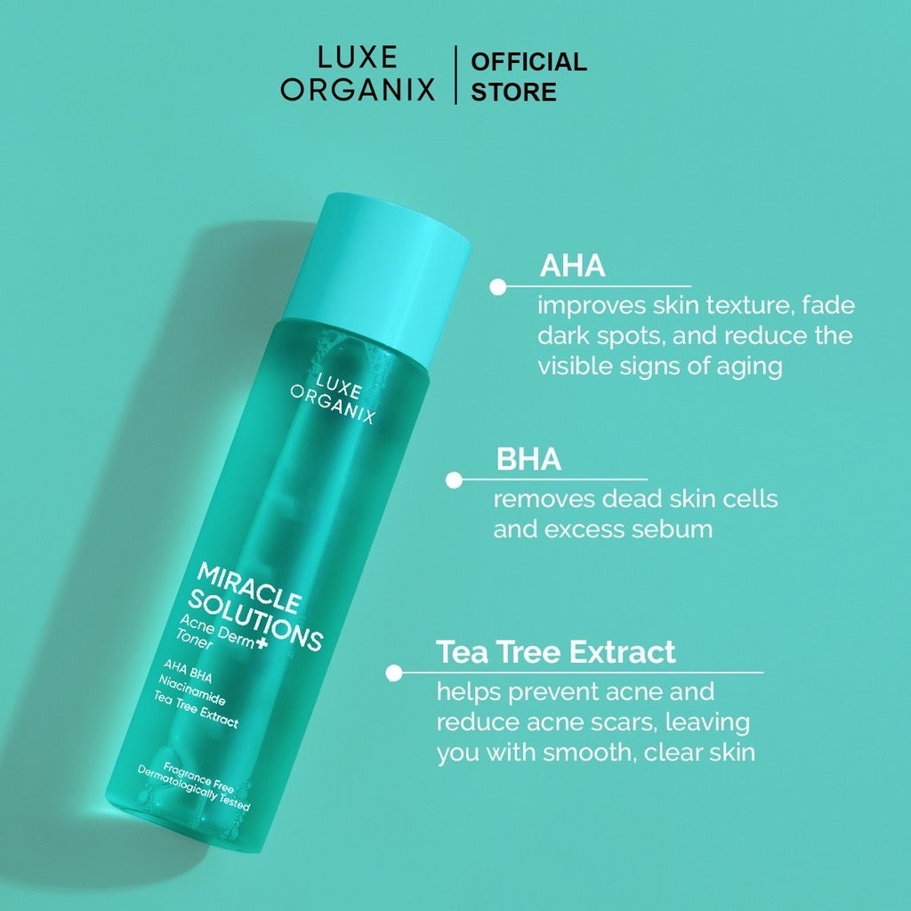 Luxe Organix Miracle Solutions AHA/BHA Acne Derm Toner (150ml)