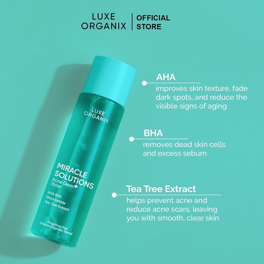Luxe Organix Miracle Solutions AHA/BHA Acne Derm Toner (150ml)
