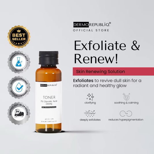 Dermorepubliq 7% Glycolic Acid (AHA) Skin Renewing Solution (100ml) Toner