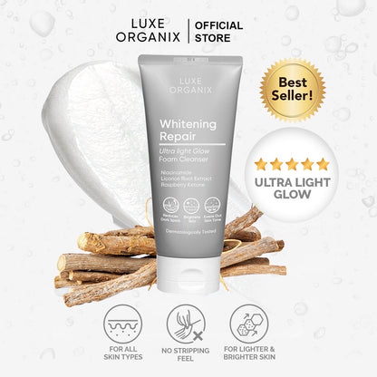 Luxe Organix Whitening Repair Ultra Light Glow Foam Cleanser (150ml)