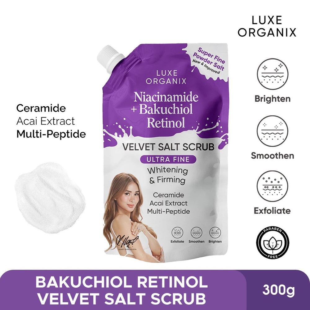 Luxe Organix Niacinamide + Bakuchiol Retinol Velvet Salt Scrub (300gm)