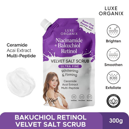 Luxe Organix Niacinamide + Bakuchiol Retinol Velvet Salt Scrub (300gm)