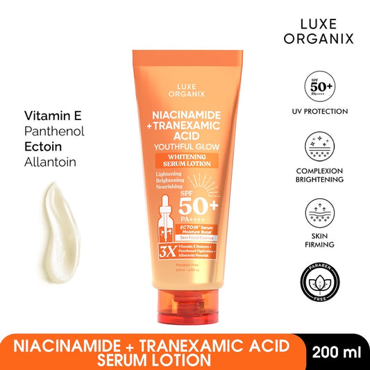 Luxe Organix Niacinamide + Tranexamic Acid Whitening Serum Lotion SPF 50 PA++++ (200ml)