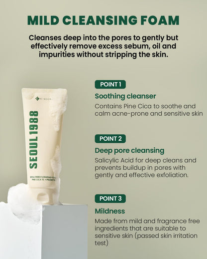K-SECRET Seoul 1988 Cleansing Foam Fine Cica 1% + Probiotics (150ml)