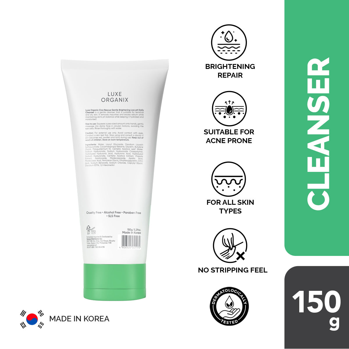 Luxe Organix Cica Rescue Gentle Brightening Daily Cleanser (150mg)