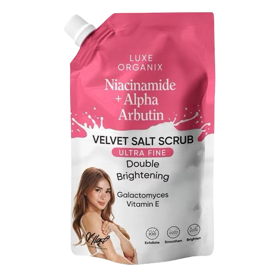 Luxe Organix Niacinamide + Alpha Arbutin Velvet Shower Salt Scrub (300gm)ULTRA FINE