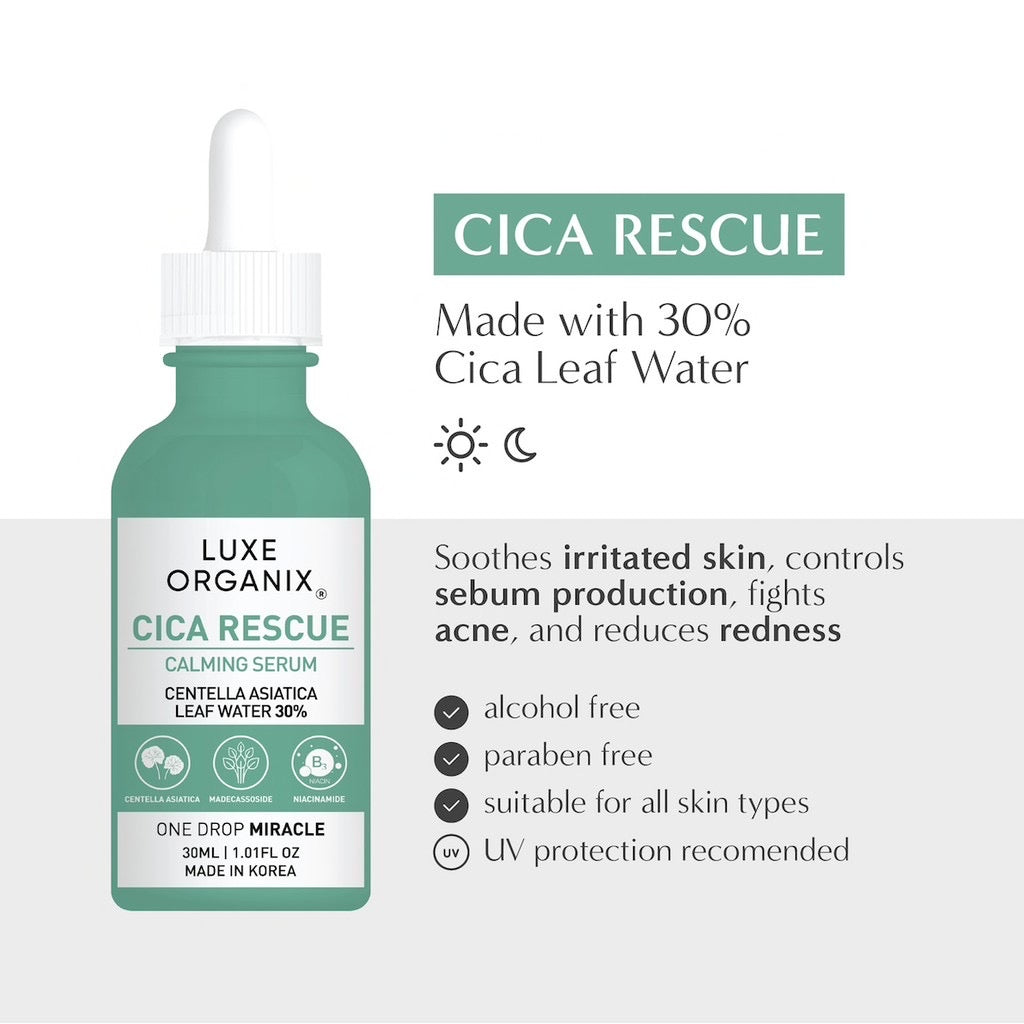 Luxe Organix Cica Rescue Calming Serum (30ml)