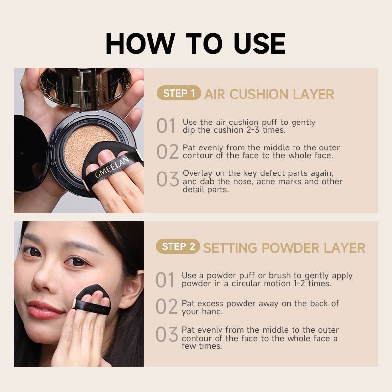 GMEELAN Black Truffle Zinc PCA Air Cushion Long-lasting Antioxidant Face Powder Oil Control