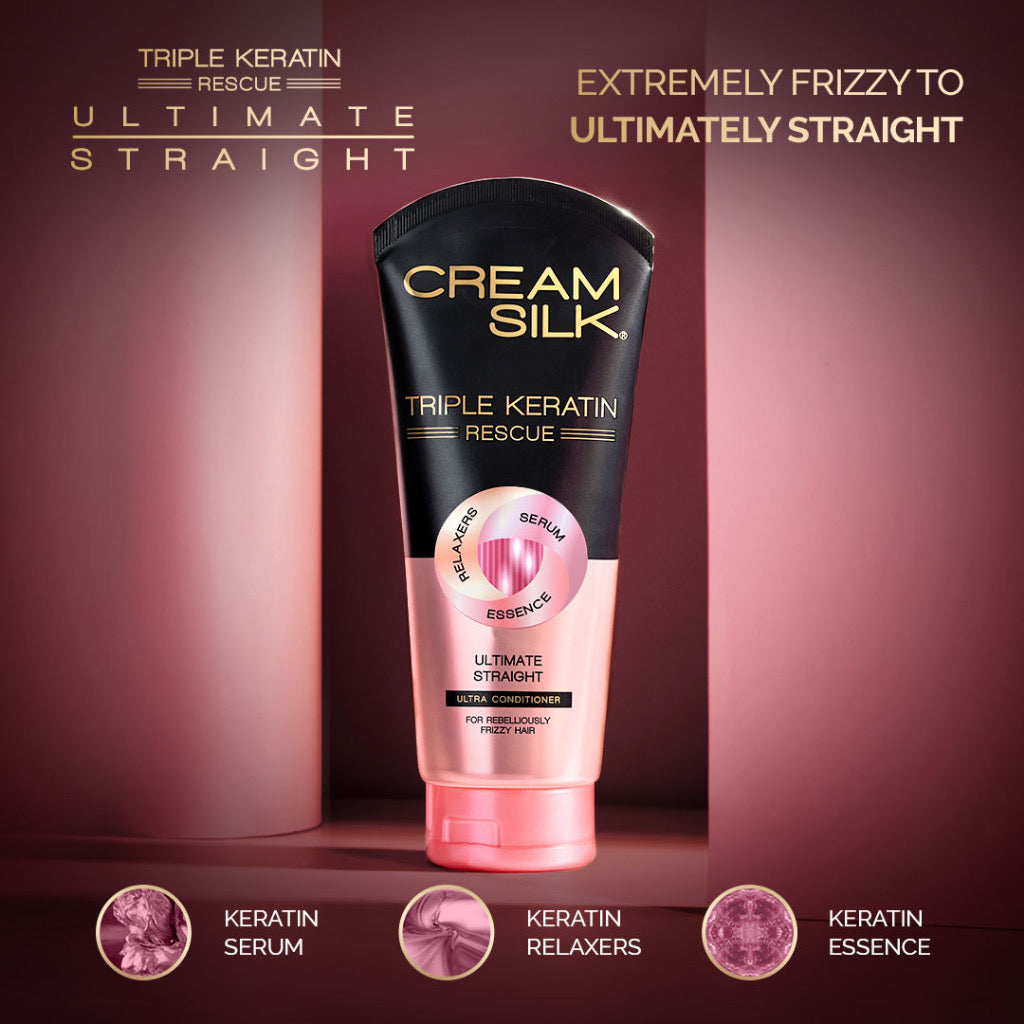 CREAM SILK Triple Keratin Rescue Ultimate Straight Ultra Conditioner (340ml)