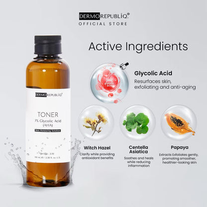 Dermorepubliq 7% Glycolic Acid (AHA) Skin Renewing Solution (100ml)