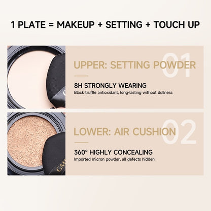 GMEELAN Black Truffle Zinc PCA Air Cushion Long-lasting Antioxidant Face Powder Oil Control