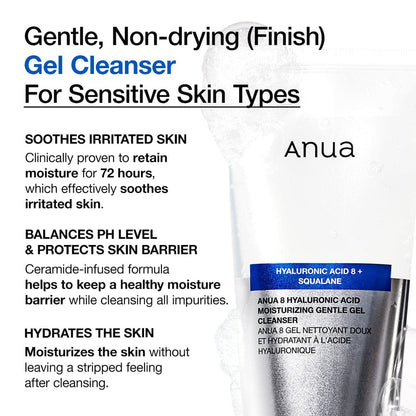 Anua Hyluronic Acid 8 + Squalane Gentle Gel Cleanser (150ml)