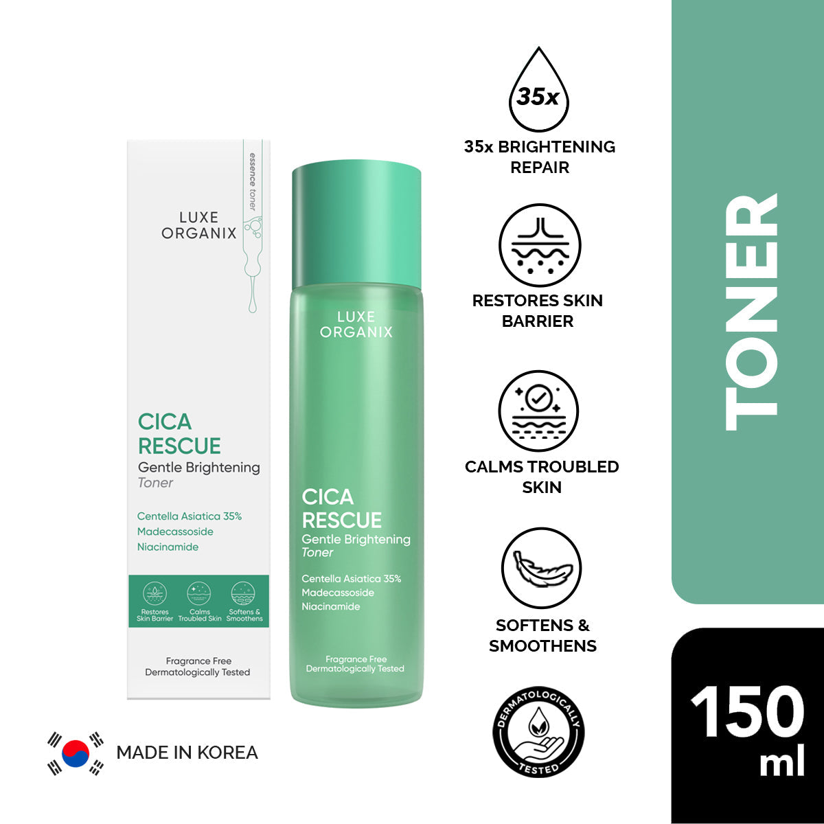 Luxe Organix Cica Rescue Gentle Brightening Toner (150ml)