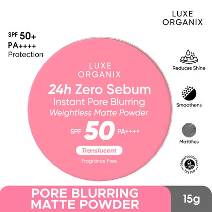 Luxe Organix 24h Zero Sebum Matte Powder (15gm)