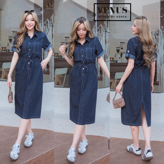 Bini Denim Midi Dress (Free Size up to size 10/12)