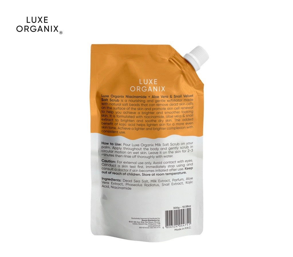 Luxe Organix Niacinamide + Aloe Vera & Snail Velvet Salt Scrub (300gms)