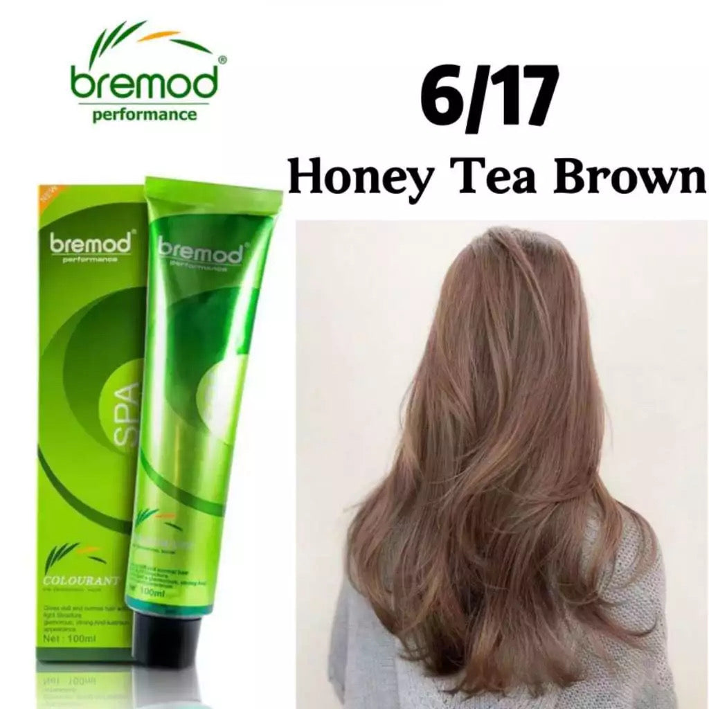 Bremod Honey Tea Brown Hair Color 6.17 + 9% Oxidiser (Set)