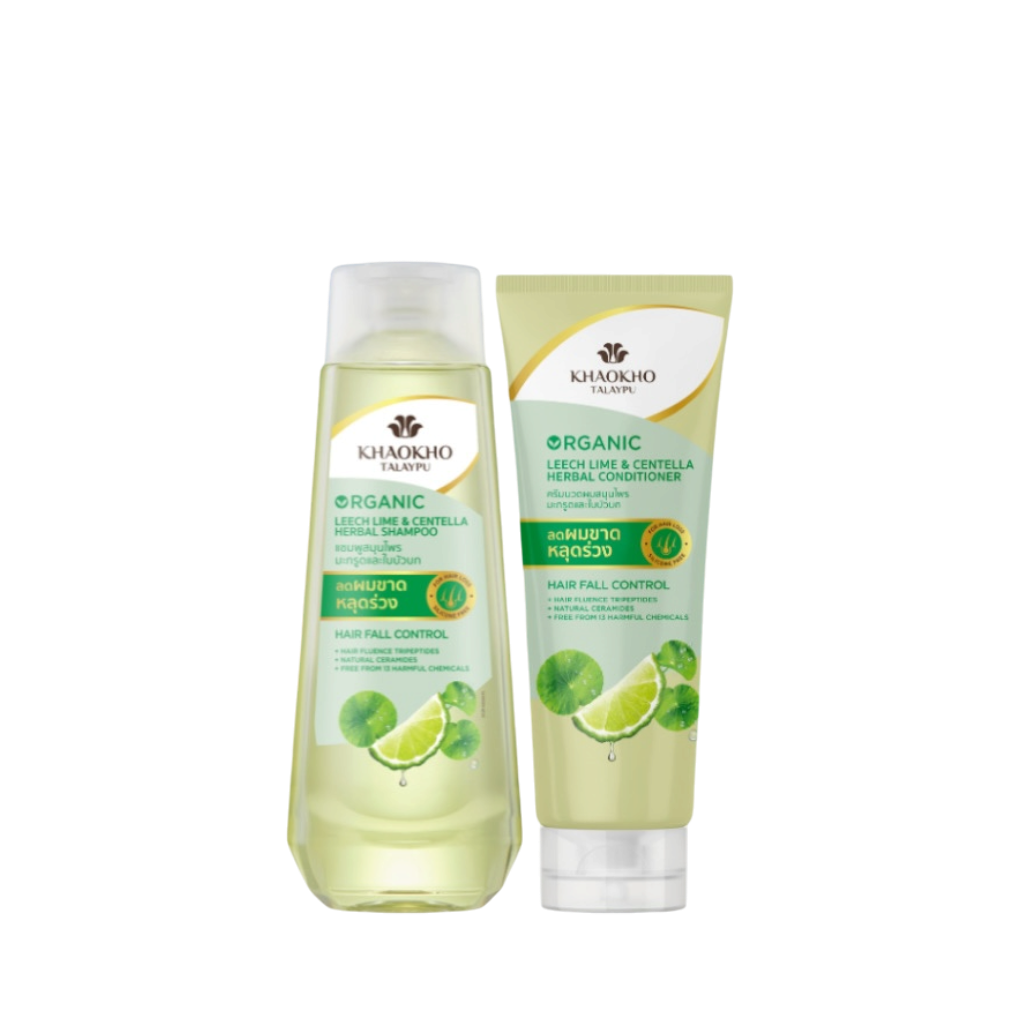 Khaokho Talaypu Leech Lime & Centella Herbal Shampoo & Conditioner (HairFall Control)