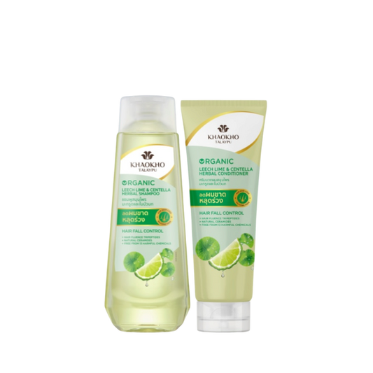 Khaokho Talaypu Organic Leech Lime & Centella Herbal Shampoo + Conditioner / HairFall Control (Set 320ml+280ml)