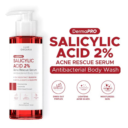 Luxe Organix Salicylic Acid 2% Acne Rescue Serum Anti Bacterial Body Wash (500ml)