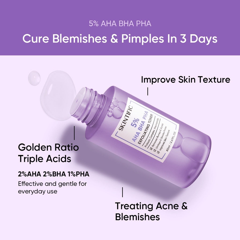 Skintific 5% AHA BHA PHA Exfoliating Toner (80ml)