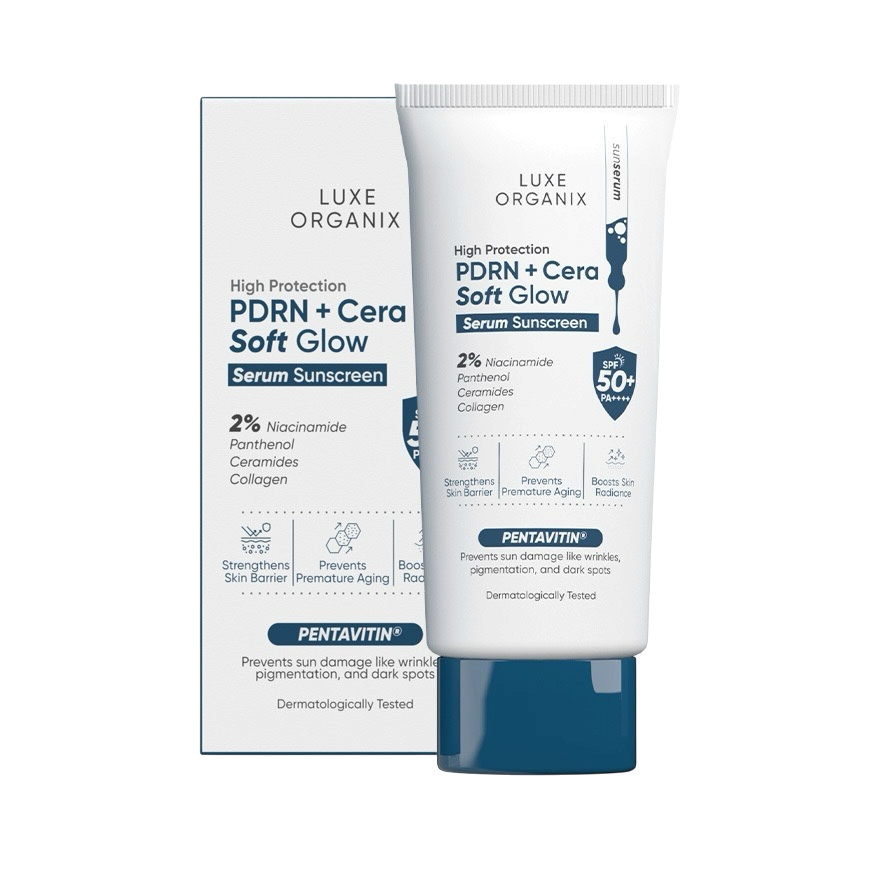 Luxe Organix High Protection PDRN + Cera Soft Glow Serum Sunscreen SPF50++++ (40ml)