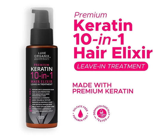 Luxe Organix Premium Keratin 10-in-1 Hair Elixir (100ml)