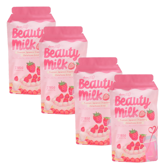 Dear Face Beauty Milk Strawberry Glutathione Drink (Bundle of 4)