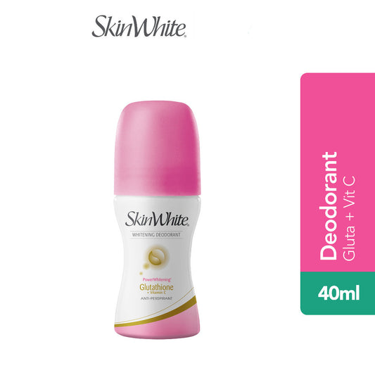 SkinWhite Deodorant Glutathione + Vitamin C Power Whitening Antiperspirant Roll On (40ml)