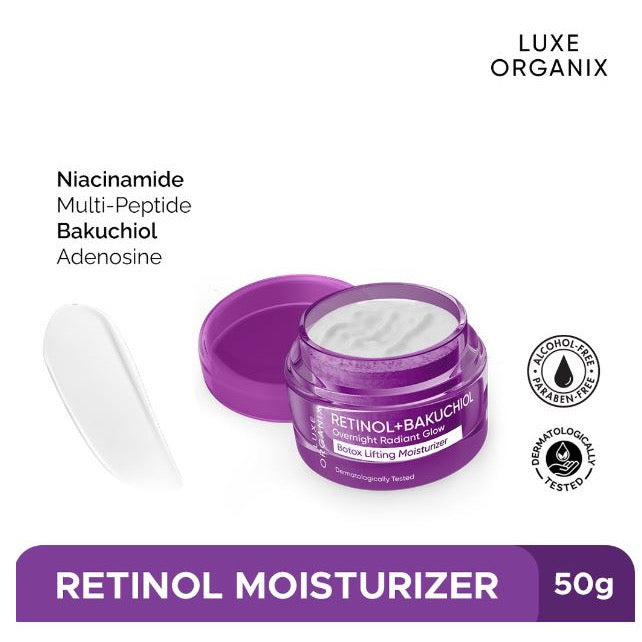 Luxe Organix Retinol + Bakuchiol Overnight Radiant Glow Botox Lifting Moisturizer (50gms)