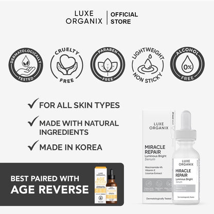 Luxe Organix Miracle Repair Luminous Bright Serum (30ml)