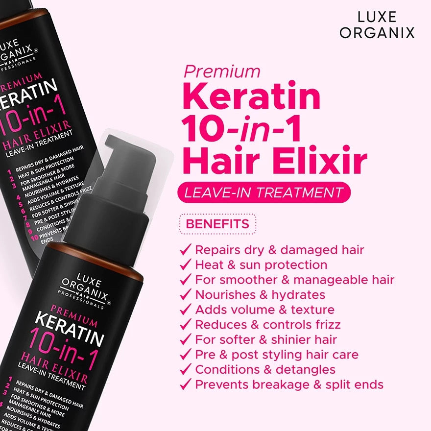 Luxe Organix Premium Keratin 10-in-1 Hair Elixir (100ml)