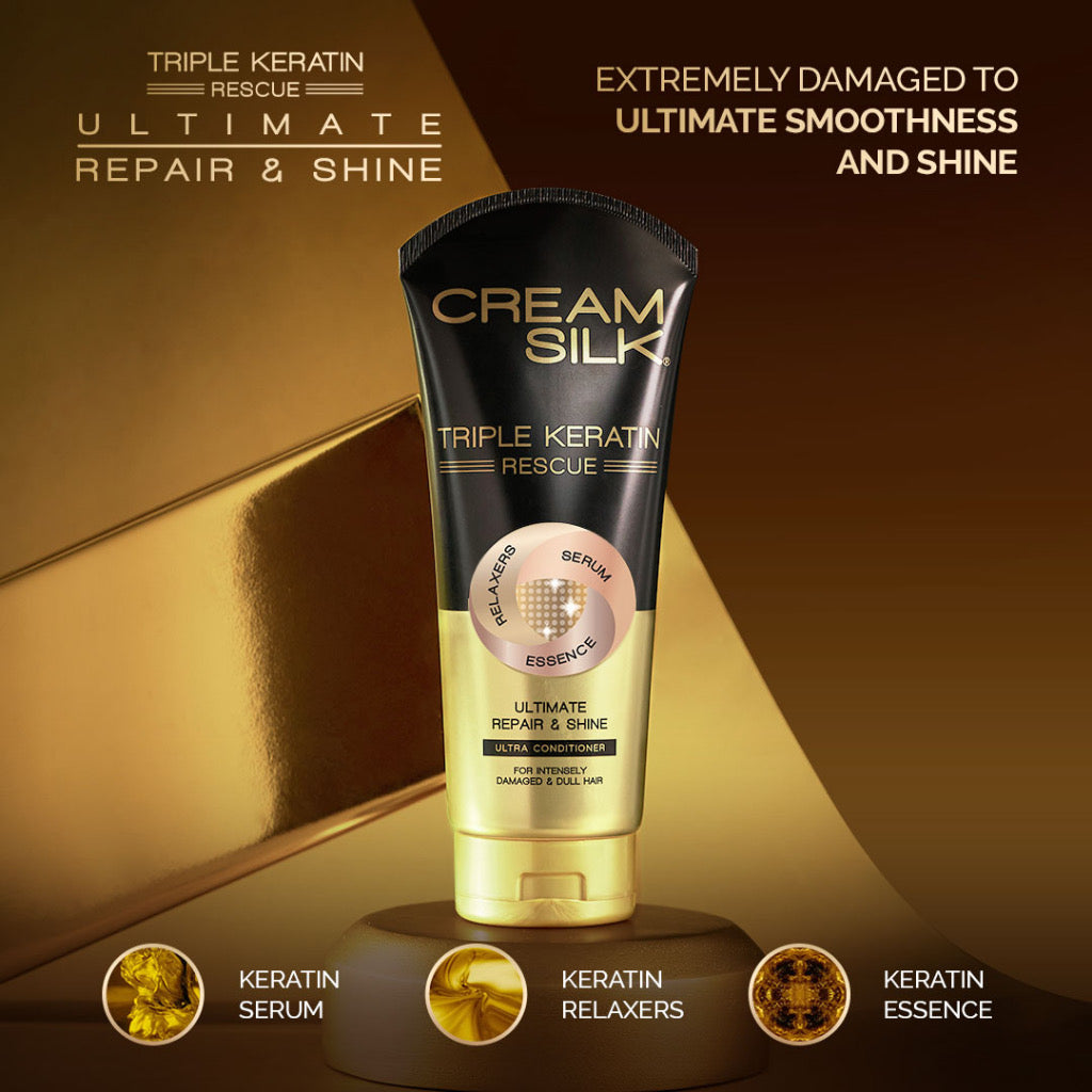 CREAM SILK Triple Keratin Rescue Ultimate Repair & Shine Ultra Conditioner (340ml)