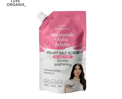 Luxe Organix Niacinamide + Alpha Arbutin Velvet Shower Salt Scrub (300gm)