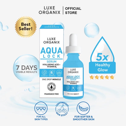 Luxe Organix Aqua Lock Plump Up Hydro Serum with Hyaluronic Acid + B5 (30ml)