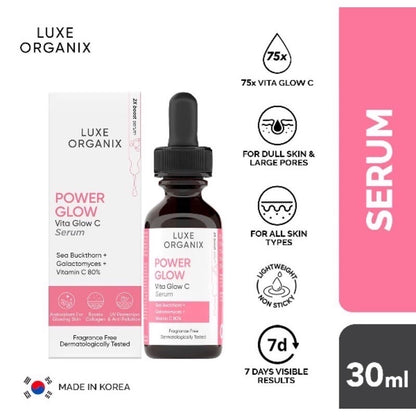 Luxe Organix Power Glow Serum with Vitamin C & Galactomyces (30ml)